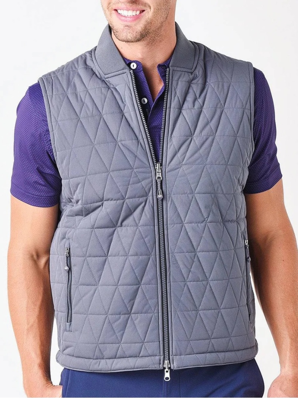Peter Millar Thermal Block Reversible Vest Black Gray Size Medium Golf Preppy - Picture 2 of 16